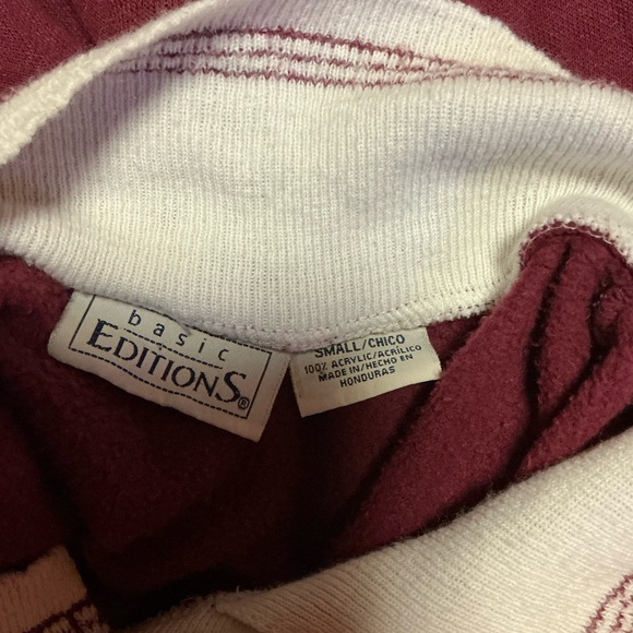 Vintage Teddy Bear Graphic Collared Sweatshirt Burgundy Cottagecore Top - Picture 2 of 12